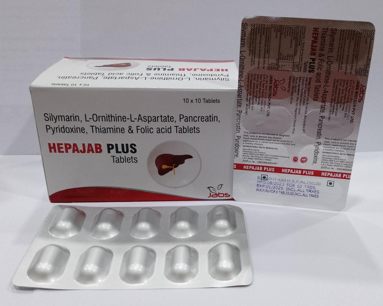 Silymarin L Ornithine L Aspartate Pancreatin Pyridoxine Thiamine and Folic acid Tablets